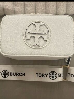 White Leather Logo Crossbody